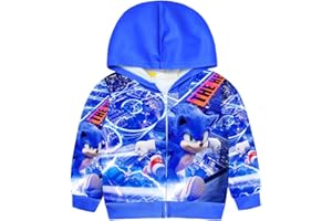 Bonamana Sonic The Hedgehog - Sudadera con capucha para niños con estampado 3D, con cremallera y capucha