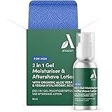 Amazon Aware Gel idratante e lozione dopobarba 2 in 1 per uomo con aloe vera biologica e acido ialuronico, 50ml