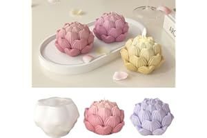KUNYEAH 3D Lotus Flower Silicone Resin Mold DIY Candle Making Mould Lotus Casting Mold Epoxy Resin Crafts Mold for Soap Clay Cake Baking Dessert Tools Home Decor