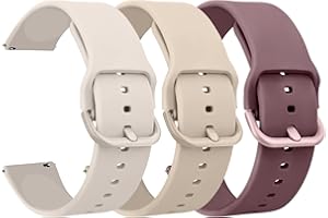 Mugust 20mm 22mm Uhrenarmbänder für Damen Herren, 20mm/22mm Silikonarmband, Schnellverschluss Uhrenarmband, Weiches Silikon Sport Ersatzarmband (22mm, Sternenlicht+Milchtee Farbe+Rauchviolett)