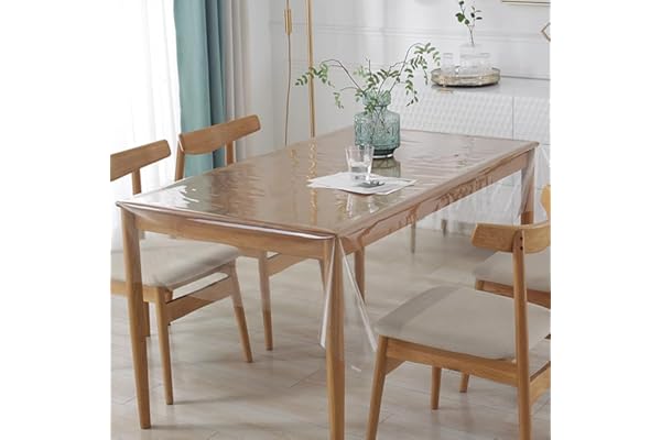 DASIAUTOEM Nappe en PVC Transparente Rectangulaire 0.13 mm pour d'extérieur Jardin et Intérieur Imperméable et Lavable Taille Souhaitée Film de Protection de Table Anti-Graisse (100 x 140 cm)