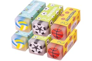 RHYS 6 Pezzi Mini Gomme da Cancellare per Bambini Gomme da Cancellare Gomme Per Cancellare（Calcio, Pallacanestro, Pallavolo ）per Bomboniere per Feste e Compiti a Casa Regalo