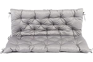 AMBIENTE HOME Cojín con parte trasera para cojín de banco EVJE de 2 plazas, cojín de asiento en gris claro