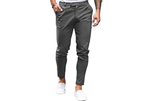 Feziakuk Pantaloni chino da uomo, in cotone, slim fit, in tessuto, casual, elasticizzati, da uomo