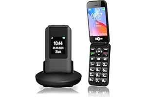 GENERIC HCMOBI 4G Flip Mobile Phone for Elderly, Big Button Senior Phone, Basic Flip Phone,2.8" +1.5" Dual LCD Screen, 1400mAh Battery,Bluetooth,SOS Button,Camera,FM (Matte black)