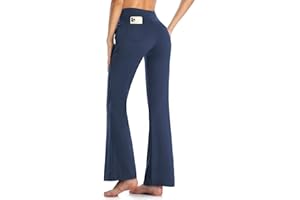 MOVE BEYOND Pantalon et Pantacourt de Yoga Bootcut avec 4 Poches pour Femmes Pantalon Bootleg de contrôle du Ventre
