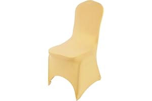 THE CHAIR COVER COMPANY Chair Covers Spandex Lycra Universal Slipcovers Dining Chair Cover Wedding Banquet Party Arched Front (Gold, 1)