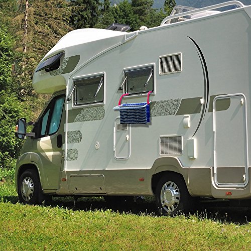 Balkongeländer / Heizkörper praktischer Wäschetrockner / Wäscheständer – ca. 3 Meter Leine (Ink. Plastikschutzkappen) - 5