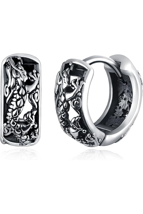 Orecchini Clip Uomo Donna JewelryWe - Acciaio Inox, Cerchio Argento E Nero, Senza Buco - Foto 2