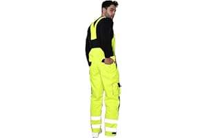 GENERIC JMA TRADING® Mens Hi Viz Contrast Water resistant Overall Bib & Brace Breathable Dungarees Trouser