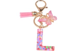 YPYMOD Llavero, Llavero Letra, Colgante Mariposa Llavero con Letras Iniciales