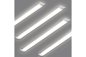 HUMIGA 5FT LED Batten Light, 50W Low Profile Wall Ceiling Surface Mounted Fitting, IP20 Slim Wide Tube Lighting for Office/Home/Shop/Workshop/Warehouse, Neutral White 4000K, 4 Pack