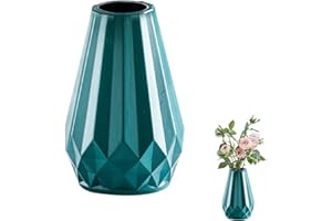 DIIWMME Vase Decorative Unbreakable Plastic Vases for Flowers Tall Modern Flower Vase for Living Room Office Desktop Wedding Decoration (Turquoise)