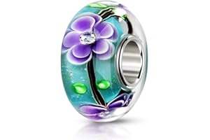 MATERIA by Matthias Wagner Glas Beads mit Blumen und 3 Zirkonia Steinen für Damen