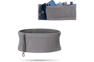 Viilich Multifunktionale atmungsaktive verdeckte Hüfttasche aus Strick,universeller Laufgürtel，Gürteltasche Lauf-Hüfttasche Mit Großer Kapazität,Geeignet für Laufen,Radfahren,Jogging（Grau XL）