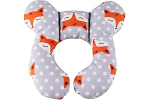 YLYDMY Baby-Reisekissen, Kopf- und Nackenstützkissen für Kindersitz, Neugeborene Kinderwagen Autositz-Einsatzkissen, für 0-1 Jahre altes Baby,Verhindert das Abkippen des Kopfes im Schlaf (Fuchs)