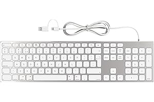 YIVANDI All-Aluminium Wired Keyboard for Apple Mac OS Layout with Numeric Keypad, Durable and Sleek Design, Plug-n-Play Cable Connection in USB-A or USB-C, Compatible with iMac/Mac Mini/MacBook Laptop-Silver
