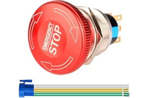 Gebildet Interruttore a Pulsante di Arresto di Emergenza a Scatto in Metallo in Acciaio Inossidabile da 22mm 12-220V 3A 2NO 2NC con Spina di Collegamento