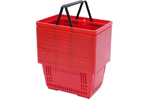 12 stycken inköpskorgar, bärkorg, stapelbar 18 l, plastkorg, 2 bärbyglar | Plastkorg köpkorgar stapelbara för stormarknad hushåll picknick trädgård butik shopping stormarknadskorgar skördekorgar
