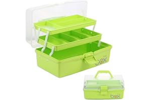 AMZPDD Organizzatore Portatile, Pieghevole, Trasparente, A 3 Strati In Plastica Per Il Cucito, Cassetta Degli Attrezzi, Organizzatore Di Materiali Per L'artigianato, Kit Di Pronto Soccorso(Verde)