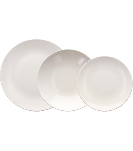 Servizio Piatti Tognana Diana - 18 Pezzi In Porcellana Beige, 6 Piatti Piani, 6 Fondi, 6 Dessert