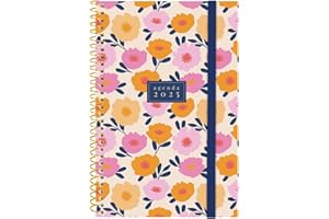 Finocam - Agenda Espiral Design Collection 2025 Semana Vista Horizontal Enero 2025 - Diciembre 2025 (12 meses) Gala Español