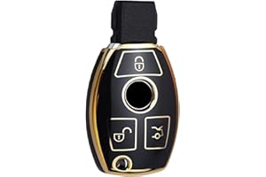 Juttzzei Car Key Case Mercedes Benz for Mercedes Benz A B C CL E M S SL SLK GLA GLC GLK W164 W245 W212 W204 Class Key Cover, TPU Mercedes A Class Key Cover - 3 Buttons (Black)