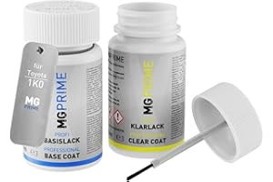 ‎MGPRIME MG PRIME Autolack Lackstift Set für Toyota 1K0 Metal Stream Metallic/Metalstreamgrau Metallic Basislack Klarlack je 50ml