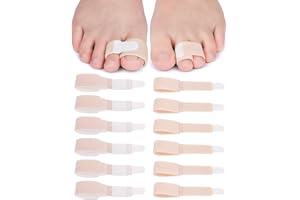 GENERIC PGRODE 12 Pack Fabric Hammer Toe Corrector Toe Straightener, Reusable Broken Toe Protectors Buddy Taped Wraps, Toe Separators Splint for Crooked Toes, Bent Toes, Overlapping Toes