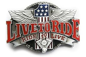 eeddoo® Gürtelschnalle - #1 Live to Ride - Ride to Live (Buckle für Wechselgürtel für Damen und Herren | Belt Frauen Männer Oldschool Rockabilly Metall Gothic Wave Rock Biker Western Trucker)