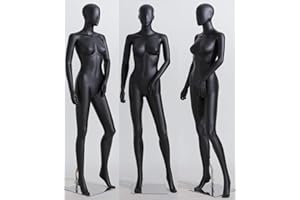 Eurotondisplay New Woman Female Masculine Beautiful Abstract Black Mannequin in Matt Nose and Mouth Shaped (Woman LF4-8 Black Matte)