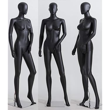 Weibliche Schaufensterpuppe 137cm - Schneiderpuppe Mit Holzarmen Schwarz