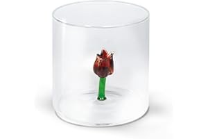 WD Lifestyle Bicchiere in vetro borosilicato. Capacità 250 ml. Decoro tulipano.