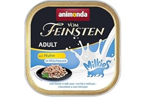 animonda Vom Feinsten Milkies Adult karma dla kotów, mokra karma dla dorosłych kotów, z kurczakiem w sosie mlecznym, 32 x 100 g
