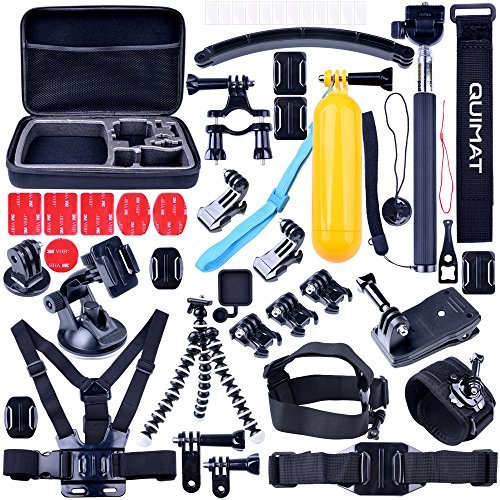 Quimat Zubehör für GoPro 50-In-1 Essentiell Bundle Set für GoPro Session Hero 4/3+/3/2/1 + SJCAM Sj4000 Sj5000 Sj6000/Xiaomi Yi Sport Action Kamera Zubehör Kit