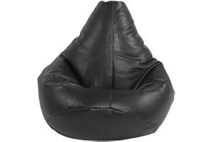 Beautiful Beanbags - X-L Highback Beanbags Faux Leather Gaming Bean Bag Chair - Ready Filled (Black)