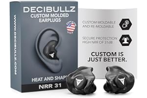 ‎DECIBULLZ Decibullz | Formbare Ohrstöpsel. Gehörschutz mit 31 NRR (27dB) Reduktion | Geeignet für Schlaf, Konzert, Arbeit, Sport | 3 Größen, inklusive Tragetasche