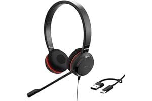 Jabra Evolve 20 SE - Cuffie stereo certificate Microsoft per softphone VoIP con cancellazione passiva del rumore - USB-C/A - Nero