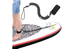 Changor Surfbräda Koppel Slitstarkt TPU Rullad Sladdrep för Smidig Glidning på Vatten för Män och Kvinnor, Svart 35,4" med Ankelband