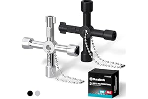 DURATECH Clé Utilitaire Multifonction et Universelle, 4 en 1 Multifonction Croix Clé pour Radiateurs Gaz Électrique, Boîtes de Compteur, Robinet, Serrure, 2 Pièces