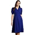 Symbol Premium Women's 'Desk-to-Dinner' Fit & Flare Wrap Dress (Midi Length | Stylish)