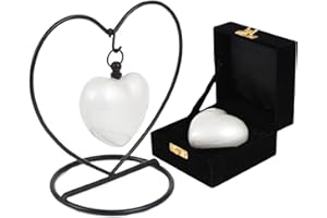 UrnsWithLove Cremation keepsake urn for ashes Heart in my heart Exclusive Protected Design With Box & Stand (Pearl White)