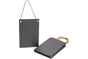Nicola Spring Hanging Slate Chalkboard - Pack of 6-30x20cm Rustic Blackboard with Rope for Kitchen, Café, Garden or Restaurant - Reusable Natural Slate Memo Message Board - Home Décor Gift Idea