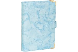 Classycoo A5 Leather Notebook Binder, 6 Ring Binder Planner Notebook Cover for A5 Filler Paper,Loose Leaf Personal Planner Binder Cover with Magnetic Buckle Closure, Blue (Inner Paper Not Included)