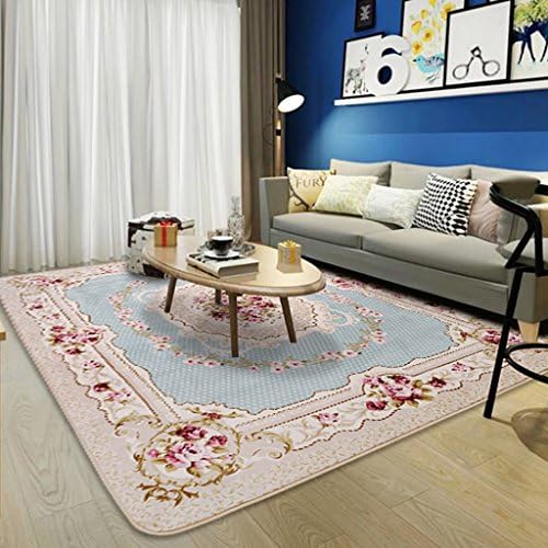 YLMD European retro luxury coral velvet carpet, simple home sofa coffee table rugs, creative plants flower rectangular rug, soft and comfortable yoga mat, children's pet blanket, 51.18 in * 74.80in, 4 color optional ( Color : Blue )
