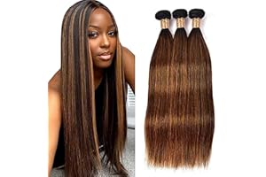 AIPLIANTFIS Human Hair Bundles p4/30 Straight Capelli Umani Brasiliani Tessitura Extension Capelli Highlight Bundles Double Weft 100g/PC Bundles Brazilian Remy Human Hair Extensions for Women 20 22 24 Inch