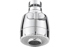 Vinabo Aireador para grifo 360 ° giratorio boquilla grifo cocina, boquilla grifo cocina fregadero con filtro regulador de cabezal 2 modos,aireador grifo,atomizador grifo,cabezal grifo cocina,De Plata