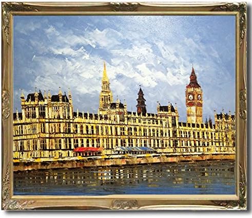 Smok Oko Art 100% Hand Painted Thick Knife London Street Scence Oil paintings on Canvas for Room Decoration,Unframed UnStretch (20"X24" #1)