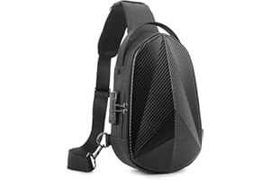 FANDARE Antivol Sacs de Sport Bandoulière Sacoche avec USB Sac Poitrine Impermeable Sling Bag Sac d'Epaule pour Homme Femme Voyage Sport Randonnée Vélo Camping Excursion Noir A