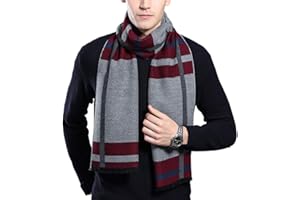 Leisofter Men's Cashmere Sciarpa Classic Houndstooth Plaid Tempo libero Business Neckerchief